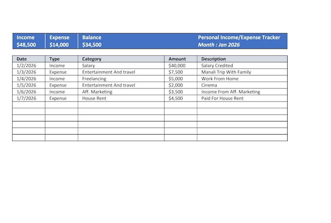 be smart automated income expense tracker in excel